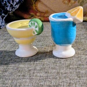 Colorful Ceramic Margarita Themed Salt and Pepper Shakers